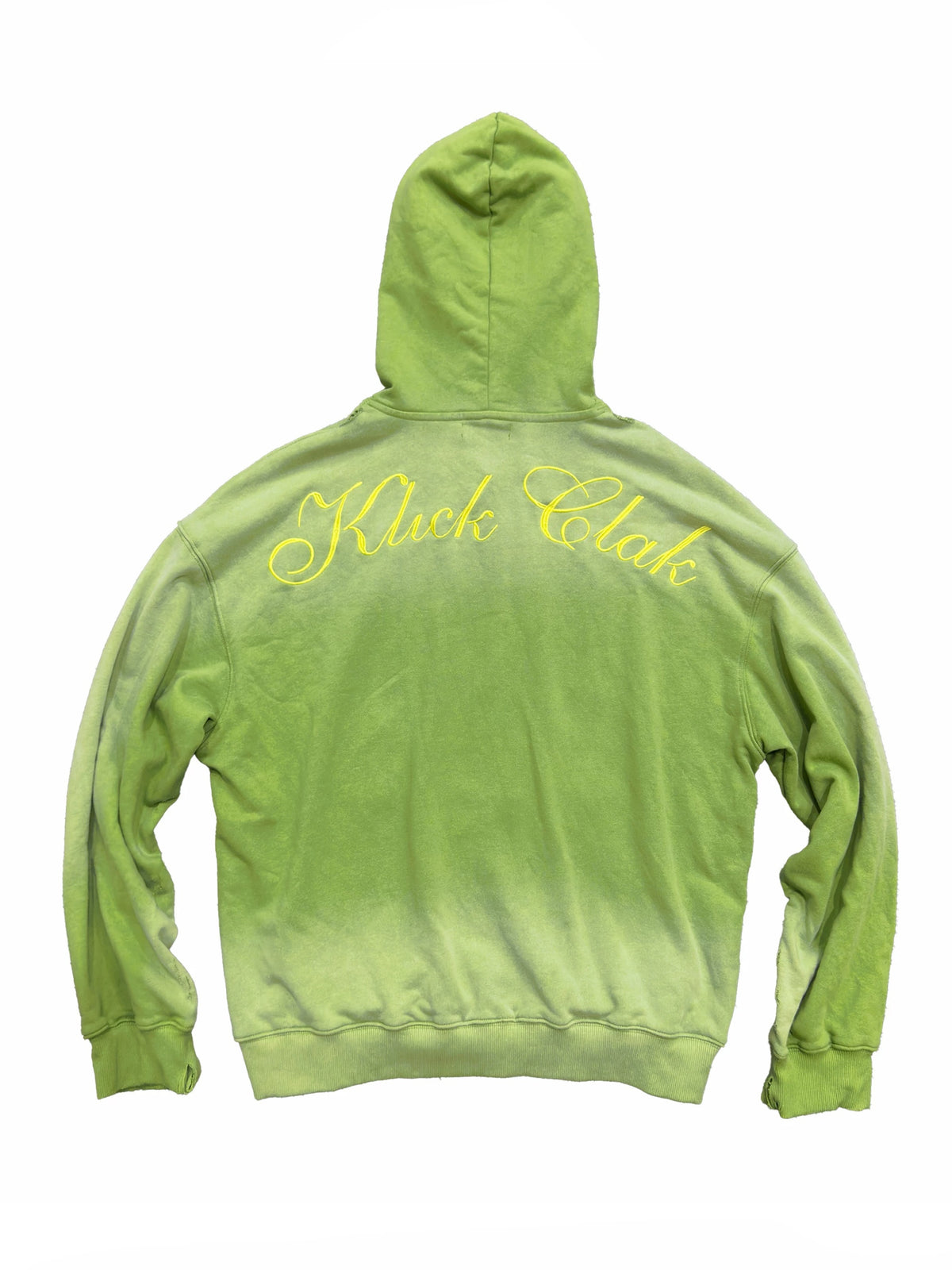 Washed Distressed Pixel Polka Dot Graphic Hoodie - Apple Green back