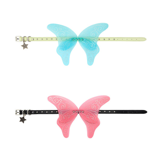 CFIERCE Dream Butterfly Choker - green and pink butterfly chokers on white