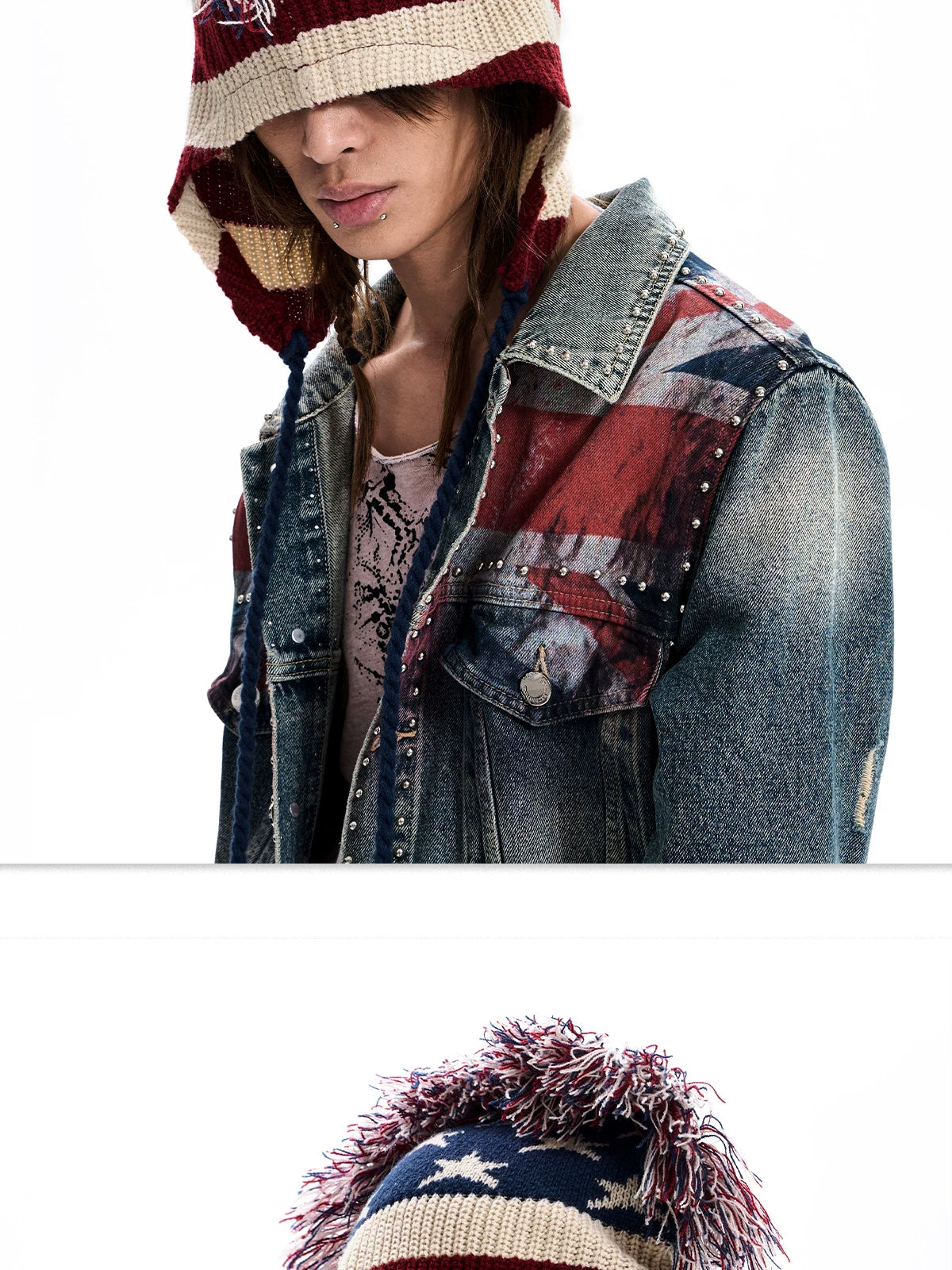 STARTEXCEEDEND American Flag Mohawk Earflap Beanie - product and detail view 9