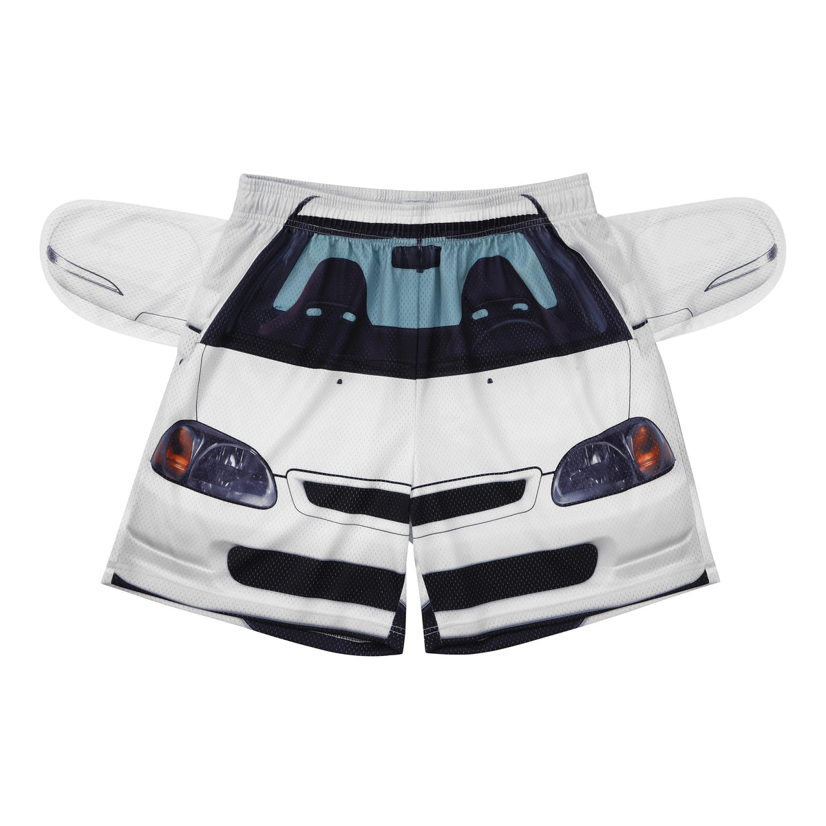 USIC Car Print Mesh Shorts - front flat lay 2