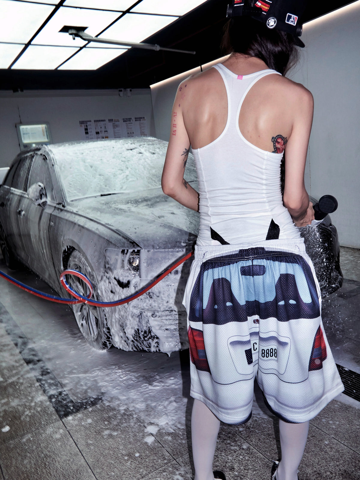 USIC Car Print Mesh Shorts - model view 3