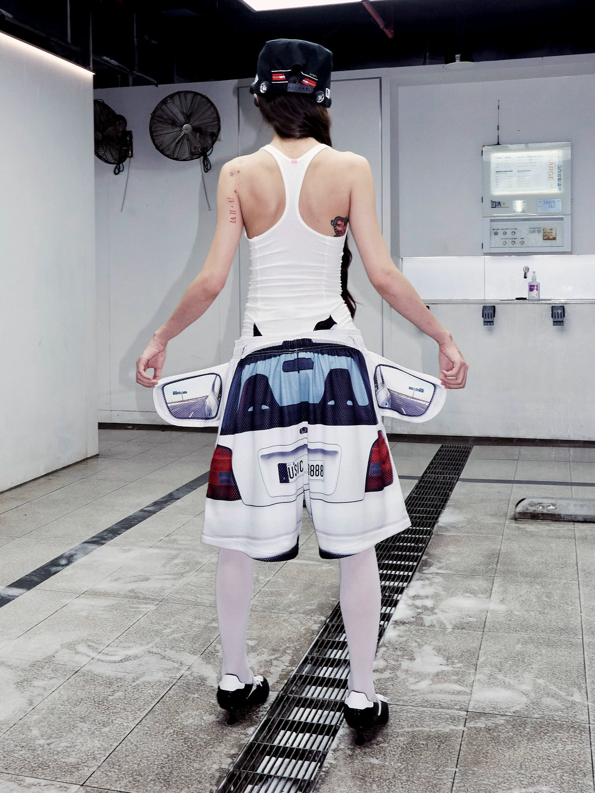 USIC Car Print Mesh Shorts - model view 8