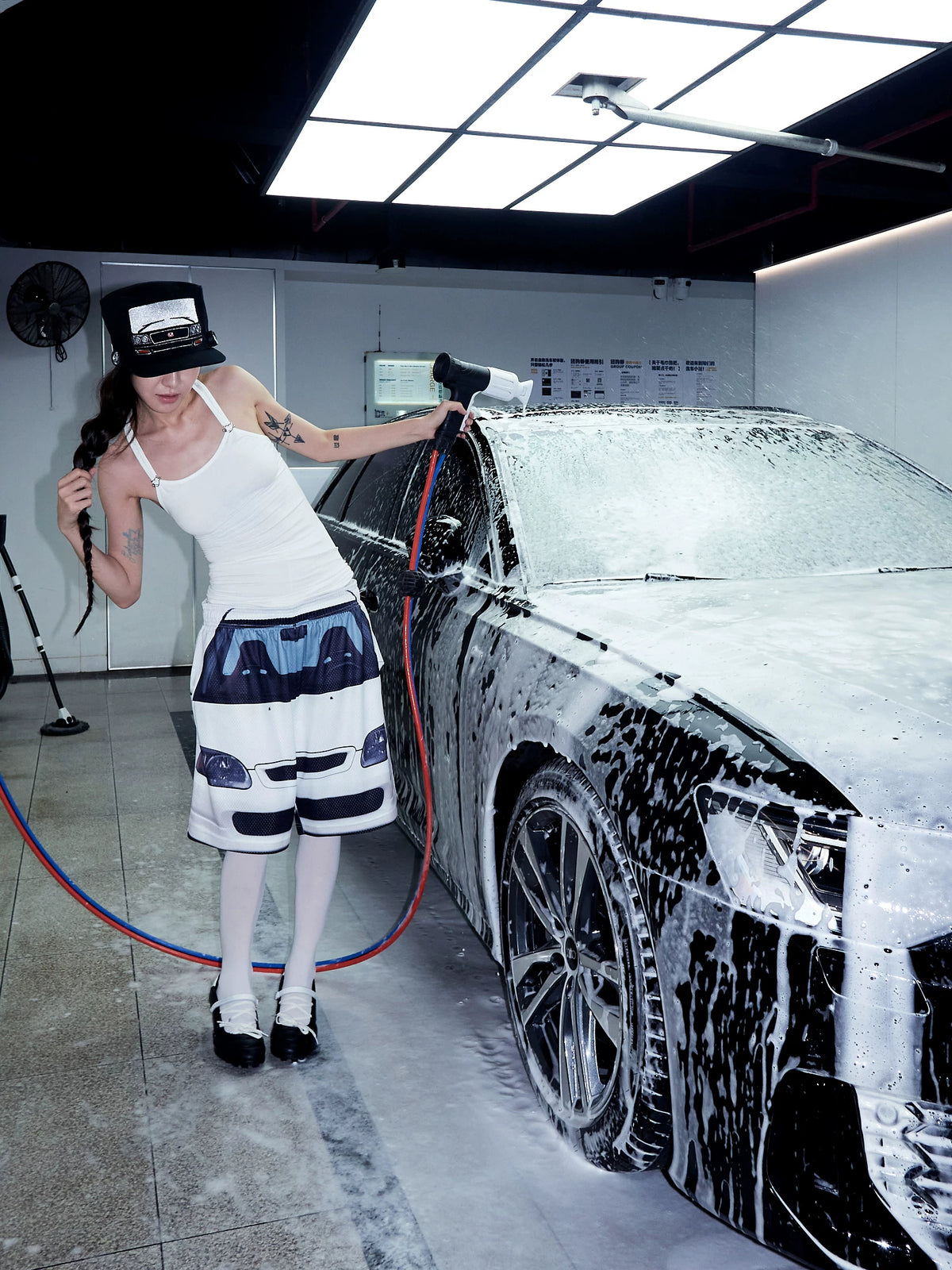 USIC Car Print Mesh Shorts - model view 11
