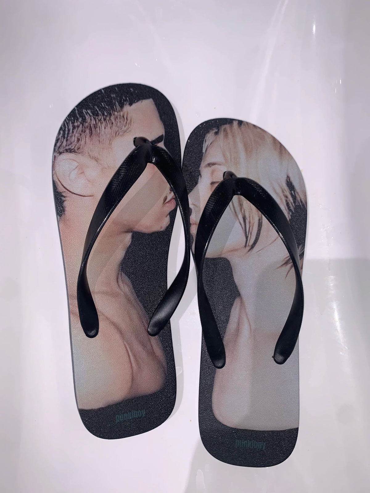 punkiboy Face-to-Face Graphic Flip-Flops - portrait print from above