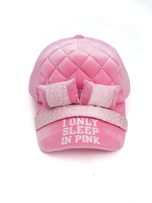 NORGIRA Bedroom Bling Pink Quilted Velvet Trucker Cap
