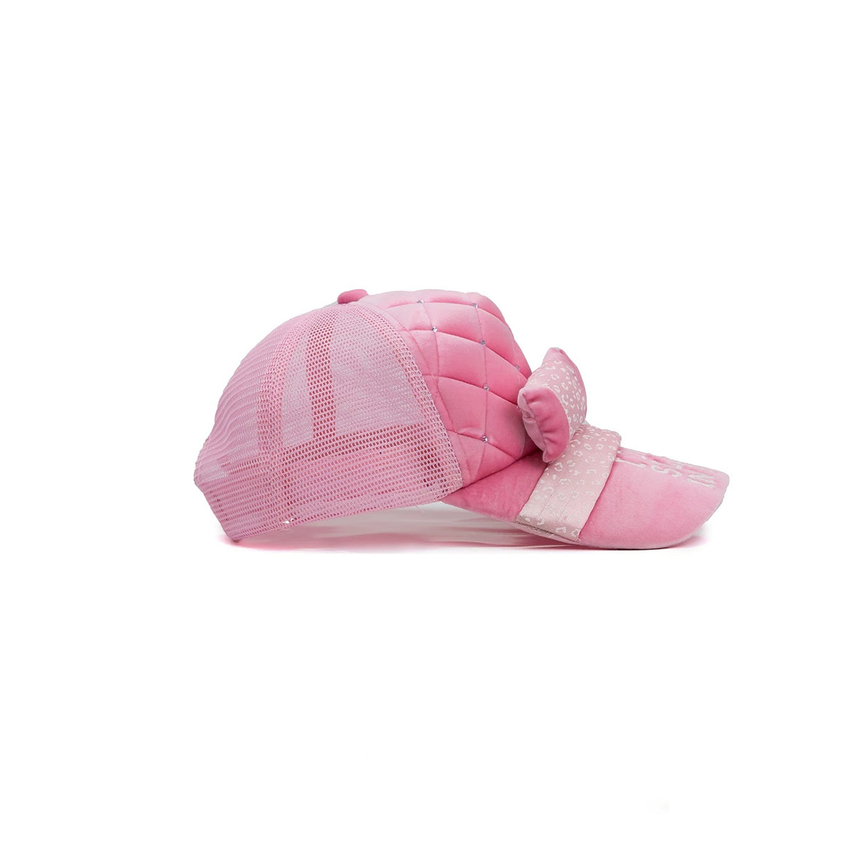 NORGIRA Bedroom Bling Pink Quilted Velvet Trucker Cap side view
