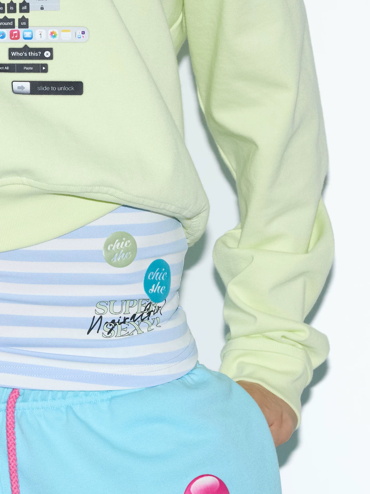 NORGIRA IT ANGEL Lime Graphic Sweatshirt and Striped Tank Set graphic detail