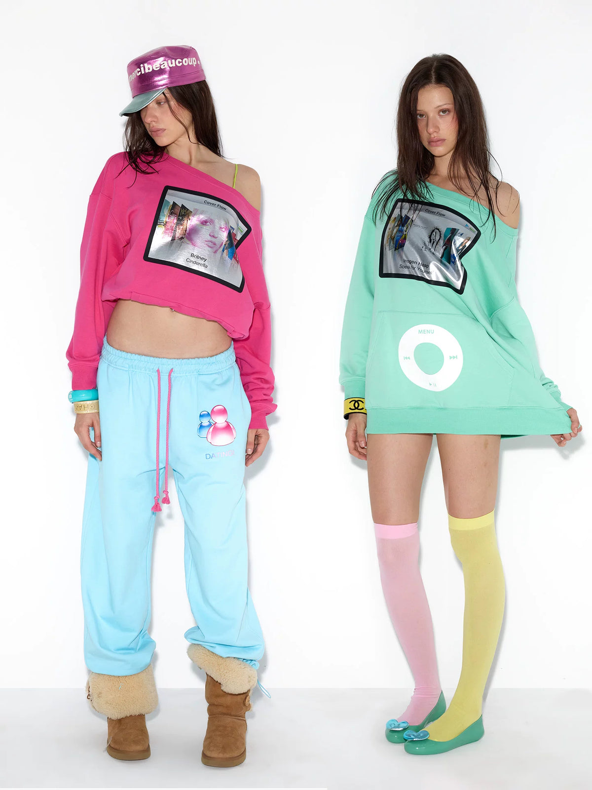 Pink blue and mint oversized sweatshirts