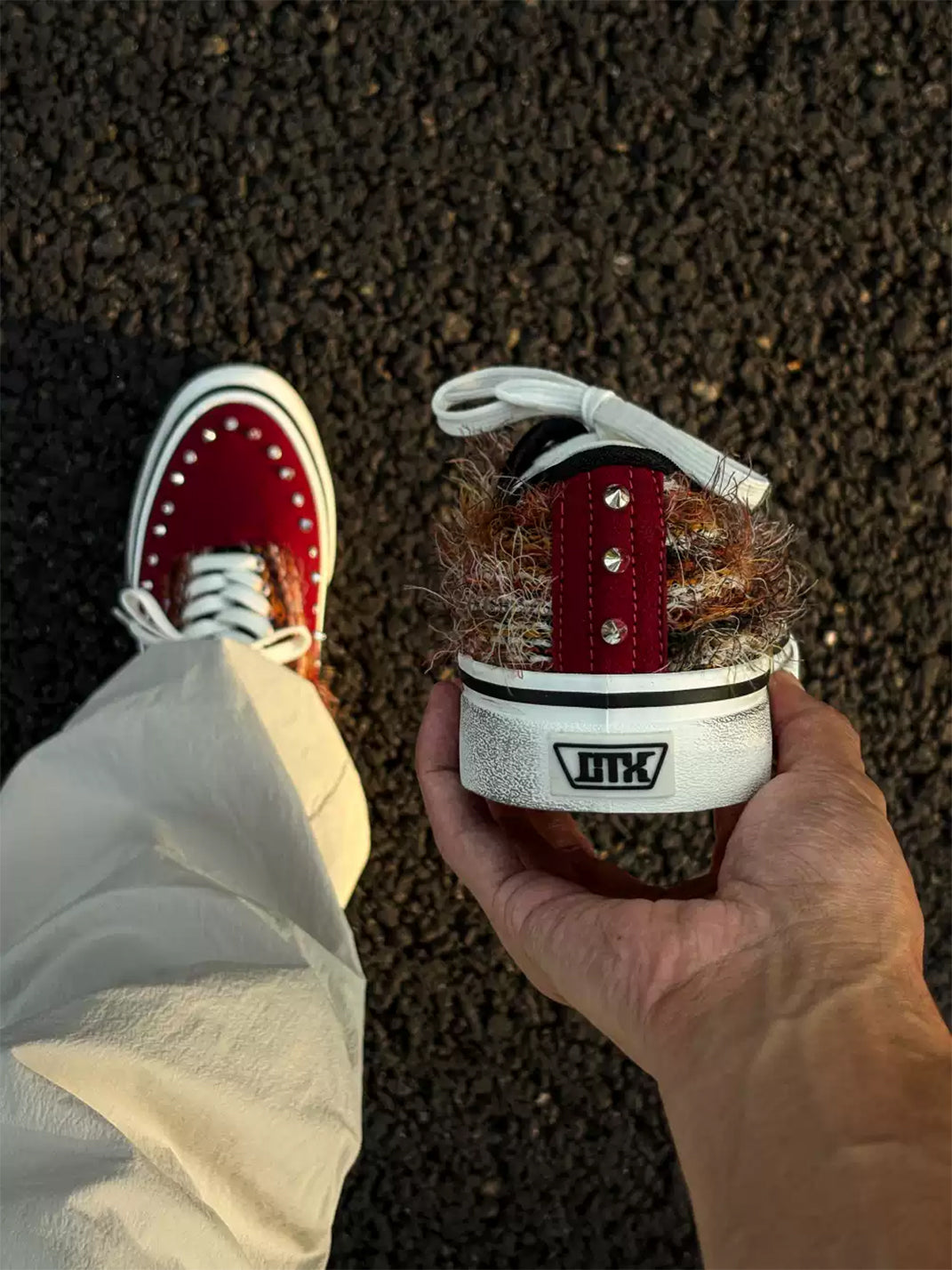 ZDZZFT Studded Rhinestone Reddish Brown Low-Top Sneakers - view 10