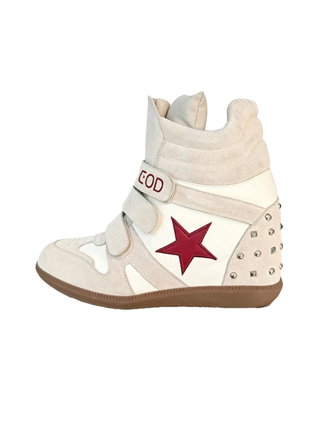 DETW Retro High-Top Platform Wedge Trainers - White Gray