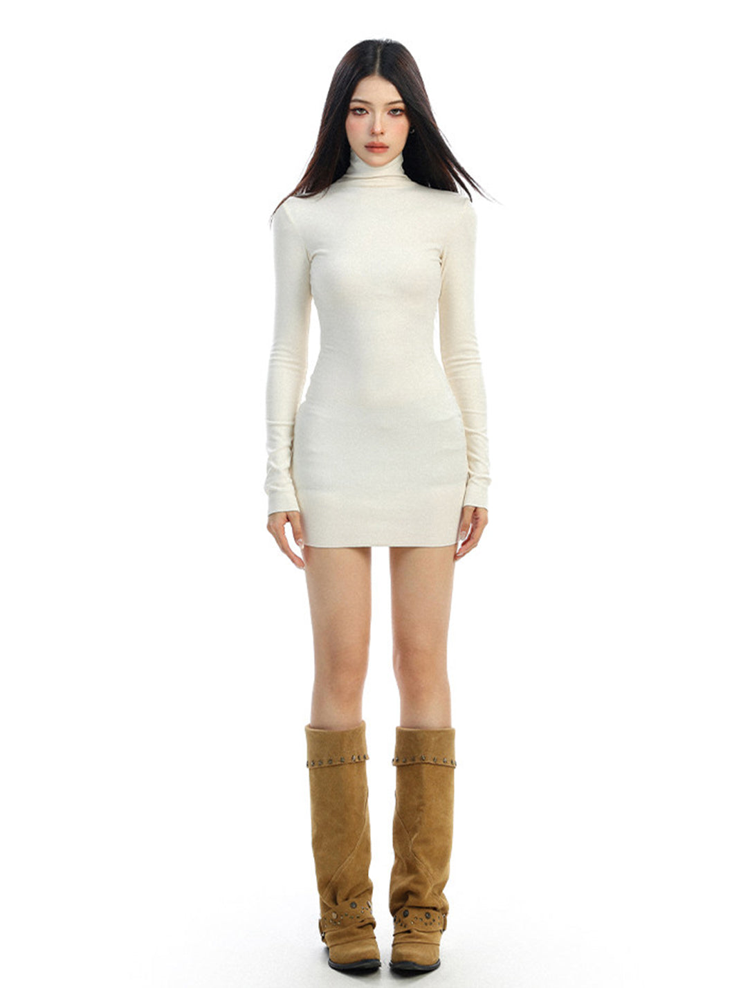 BIGGOLD Mock-Neck Long-Sleeved Bodycon Dress - view 10