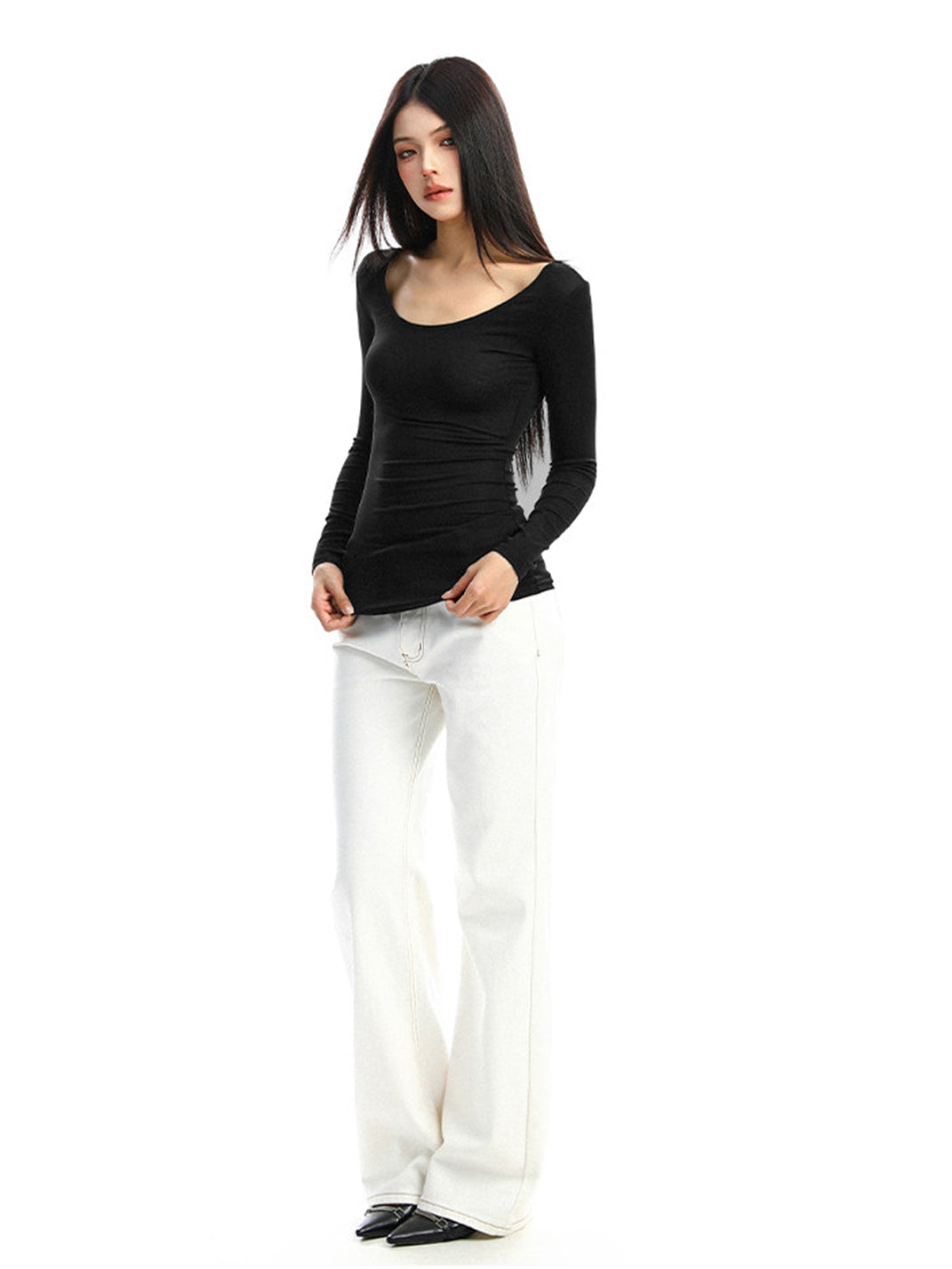 BIGGOLD Lace Cutouts on the Back Long-Sleeve Top - view 10