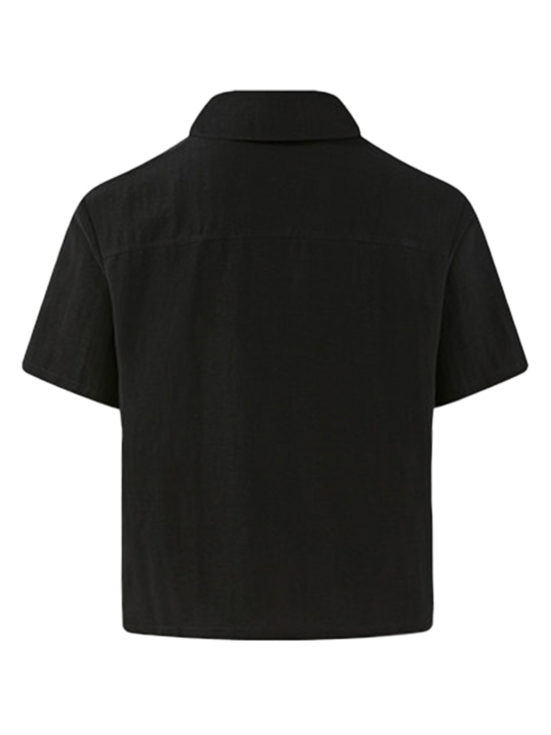 KREATE Asymmetric Placket Stand Collar Convertible Short Sleeve Shirt - view 10