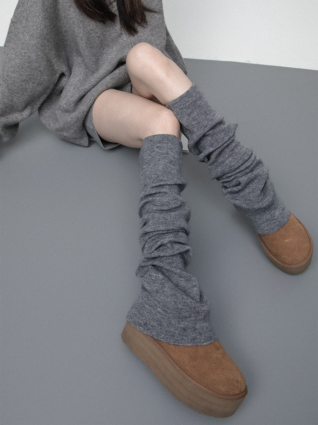 SS2L Cozy Stretch Knit Flared Thigh High Leg Warmers - view 11