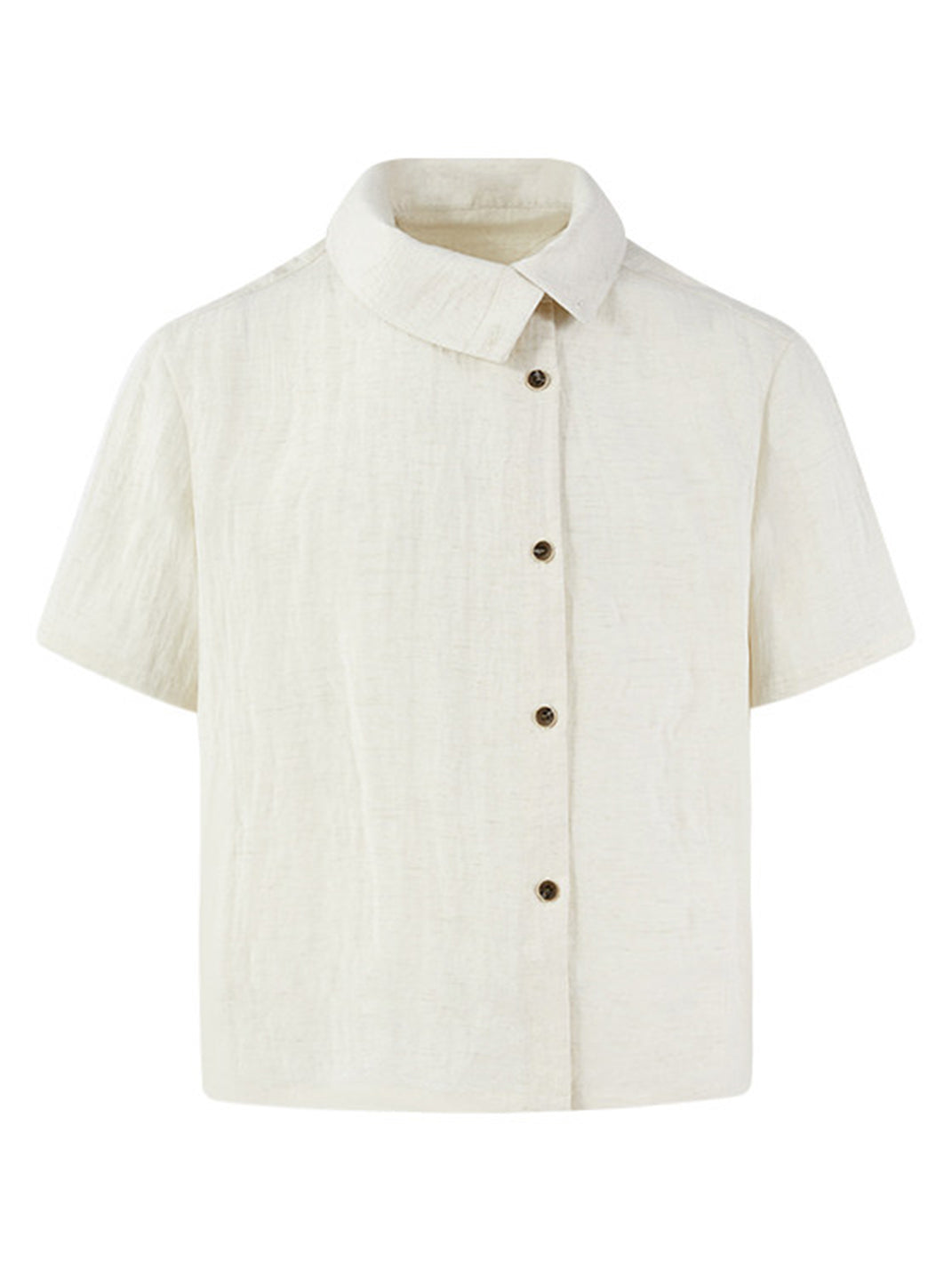 KREATE Asymmetric Placket Stand Collar Convertible Short Sleeve Shirt - view 11