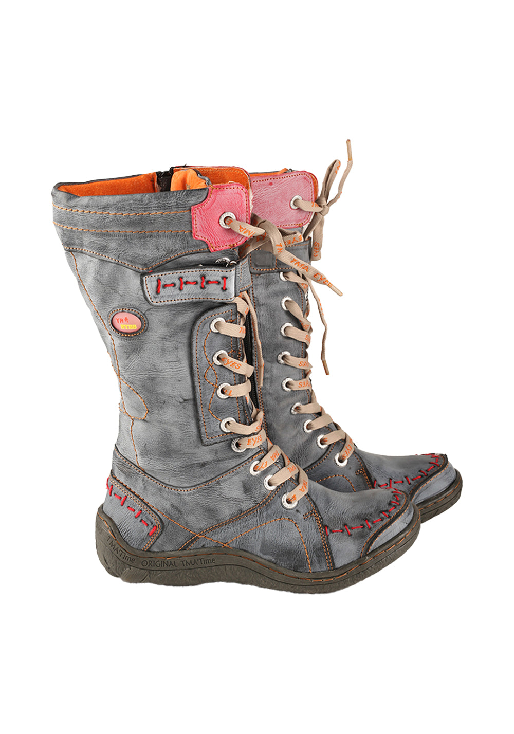 TMA EYES Washed PU Y2K Look Fleece-Lined Snow Boots - Black
