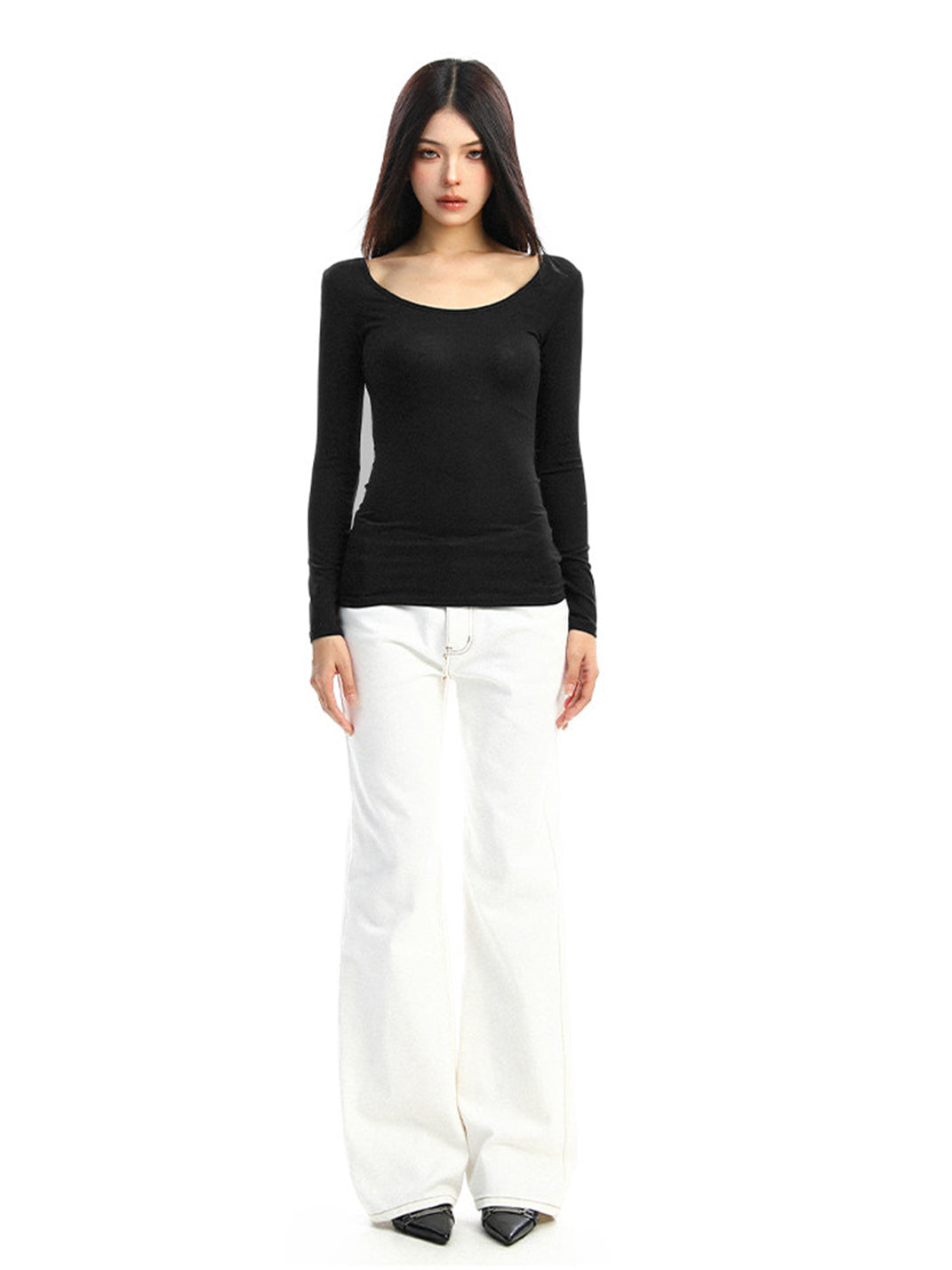 BIGGOLD Lace Cutouts on the Back Long-Sleeve Top - view 11