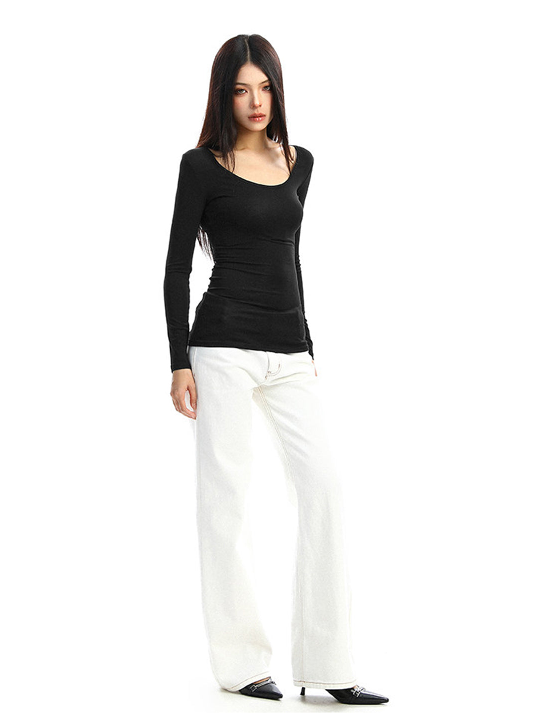 BIGGOLD Lace Cutouts on the Back Long-Sleeve Top - view 12