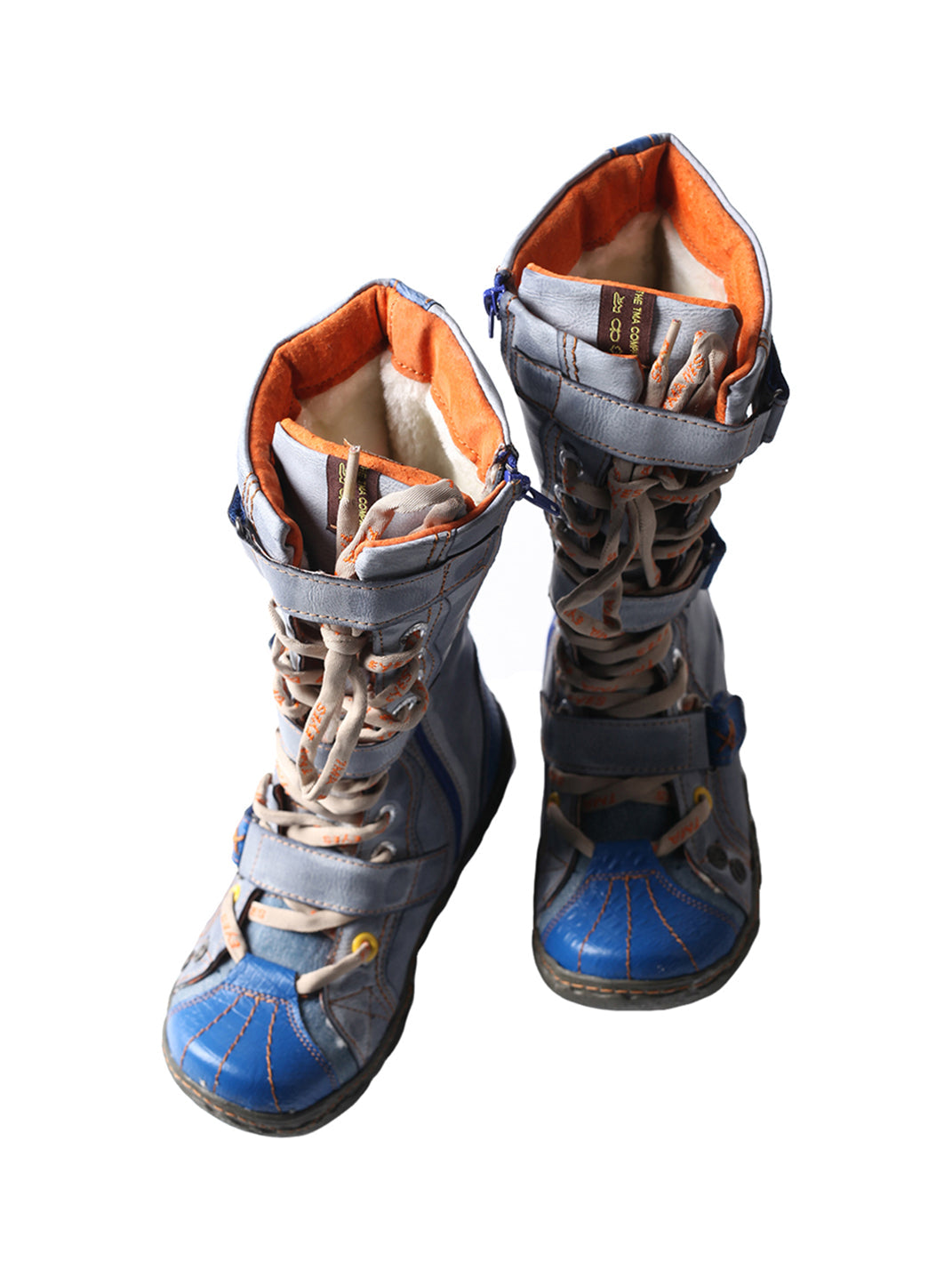 TMA EYES Y2K Washed PU Leather Lace-Up Boots - view 13