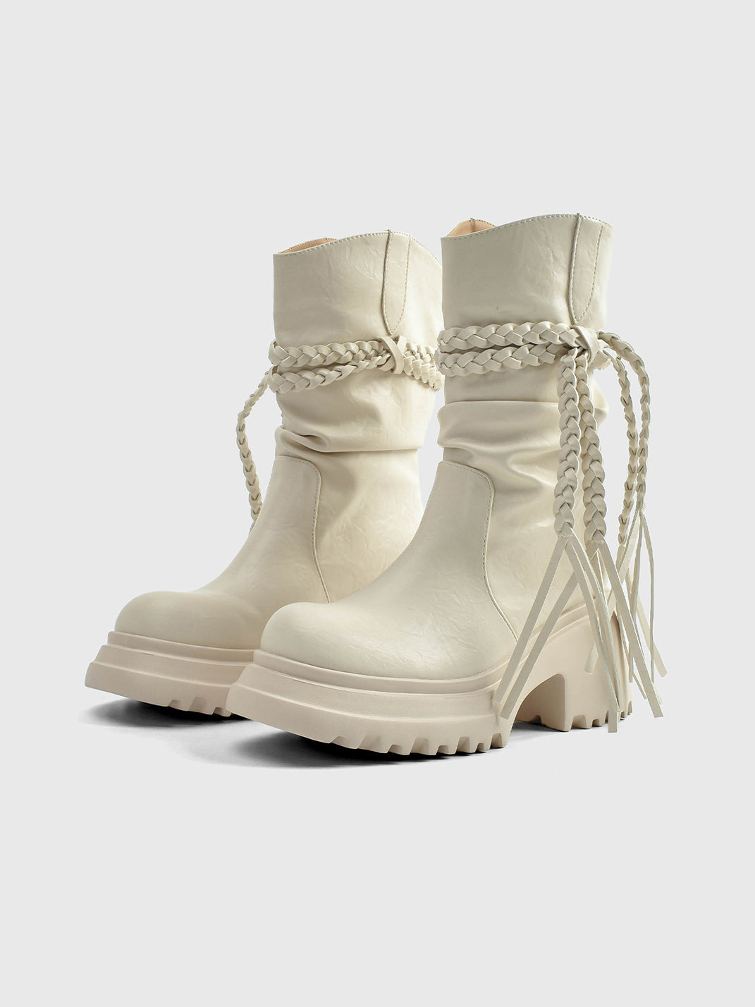 RONGRONG BABY Tassel V-Platform Calf Boots - view 14