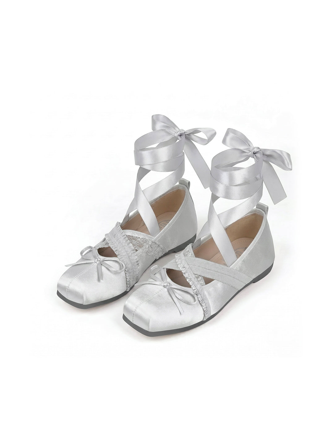 PIU astratto Bow Square Toe Lace-Up Ballet Flats - view 14