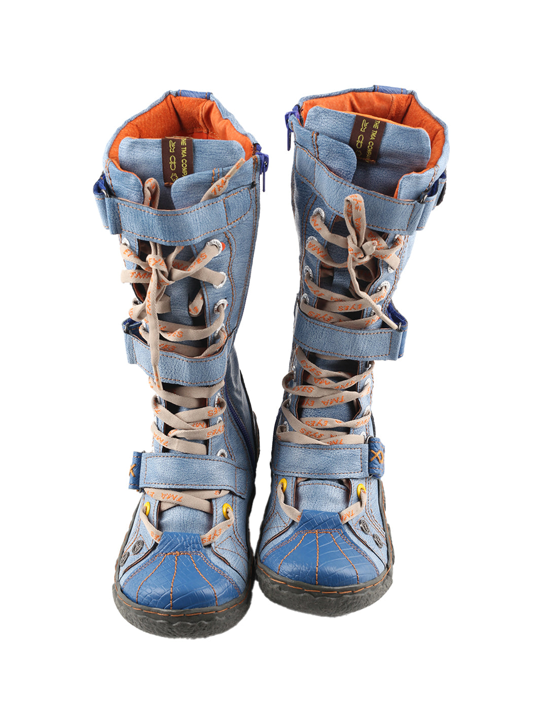 TMA EYES Y2K Washed PU Leather Lace-Up Boots - view 14