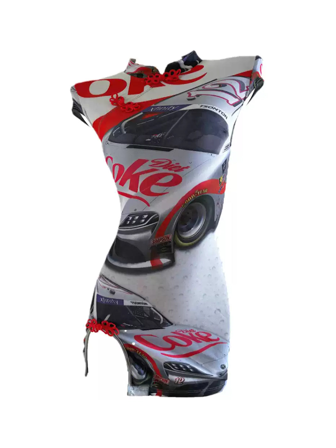 Her366 Racing Graphic Print Double-Layer Mesh High Slit Dress - view 14