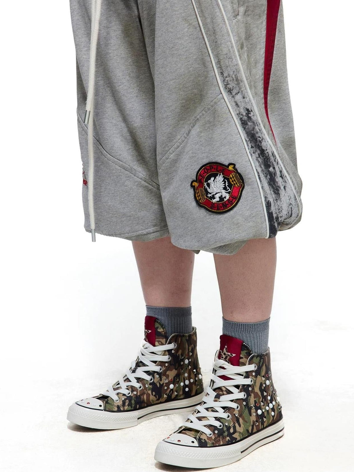 PEOPLESENSE Camo Studded High-Top Canvas Sneakers - lookbook side view