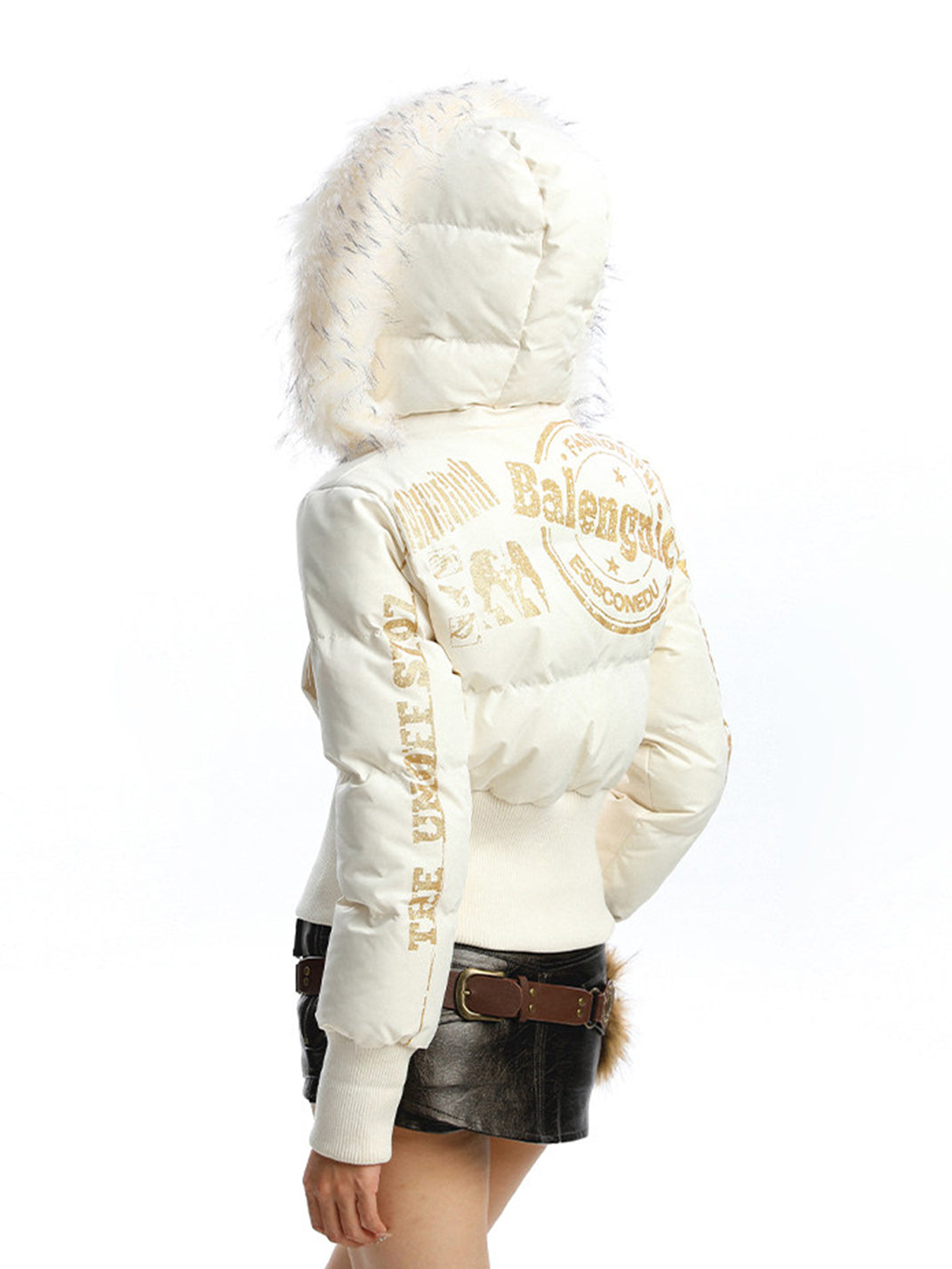 BIGGOLD Removable Fur-Collar Hooded Cotton-Padded Jacket - view 15