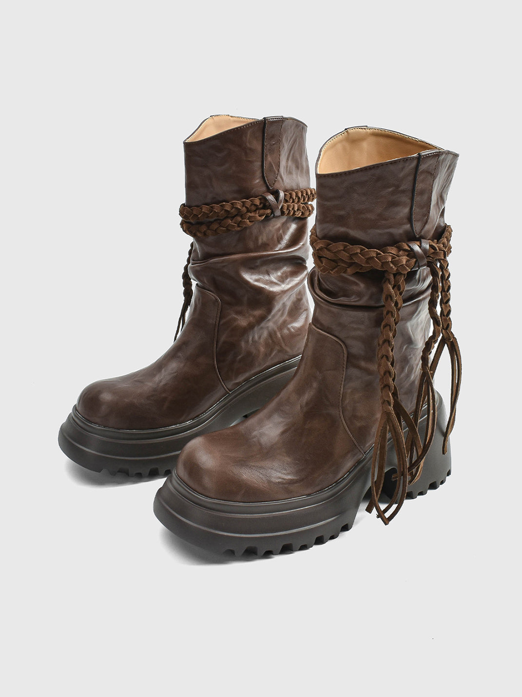 RONGRONG BABY Tassel V-Platform Calf Boots - view 16