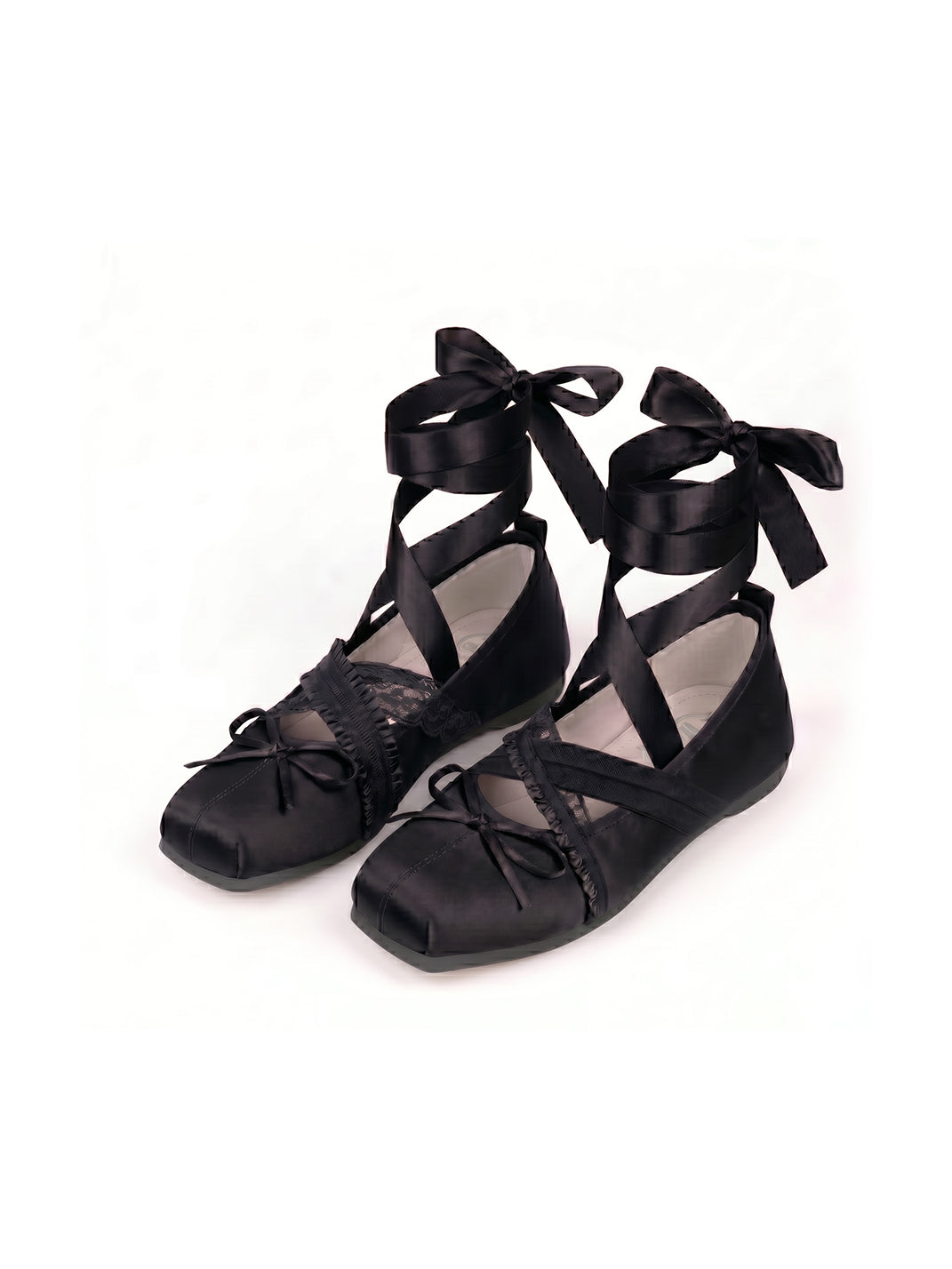 PIU astratto Bow Square Toe Lace-Up Ballet Flats - view 16