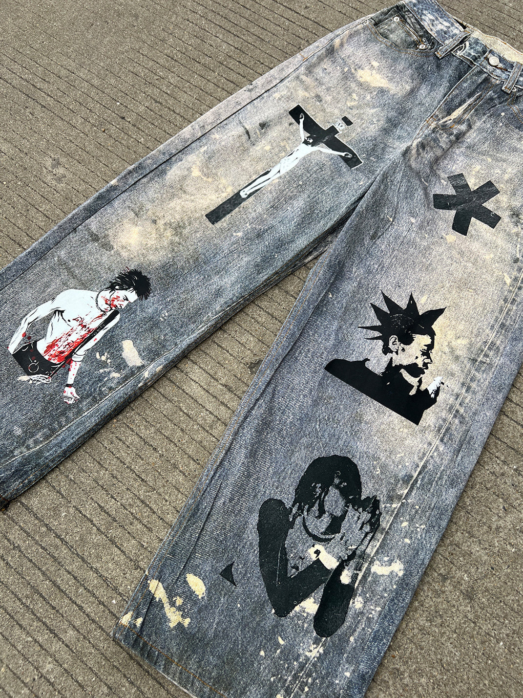 YIZILINGF 3D Printed Punk Graphic Jeans - view 16