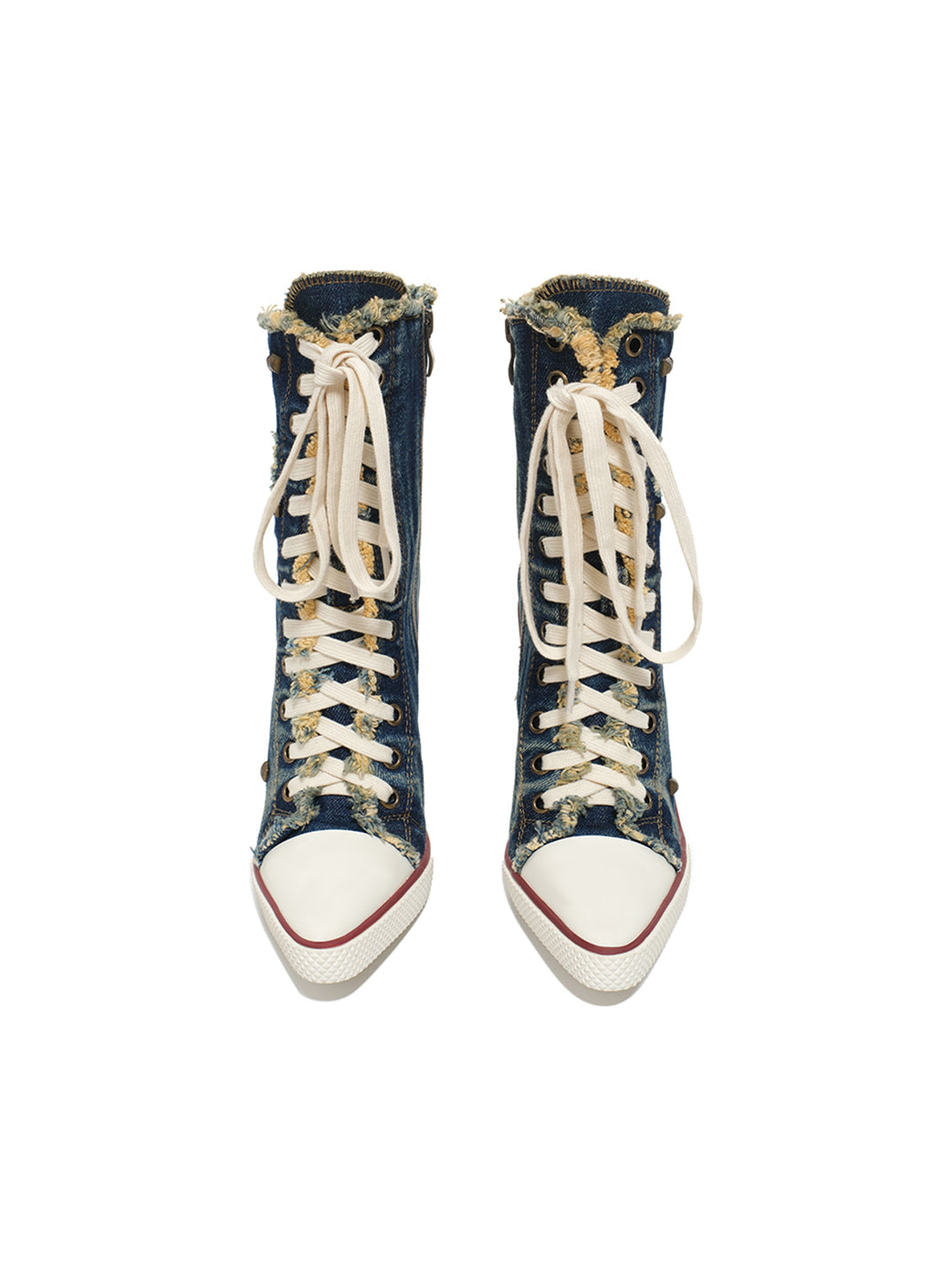 UnicornBlood Distressed Studded Washed Denim High Heels - view 17