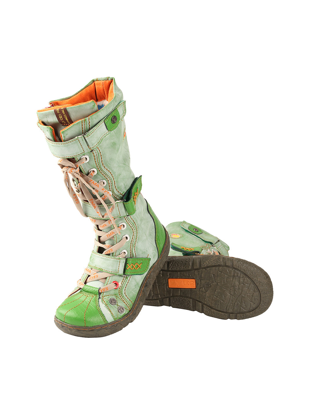 TMA EYES Y2K Washed PU Leather Lace-Up Boots - view 18