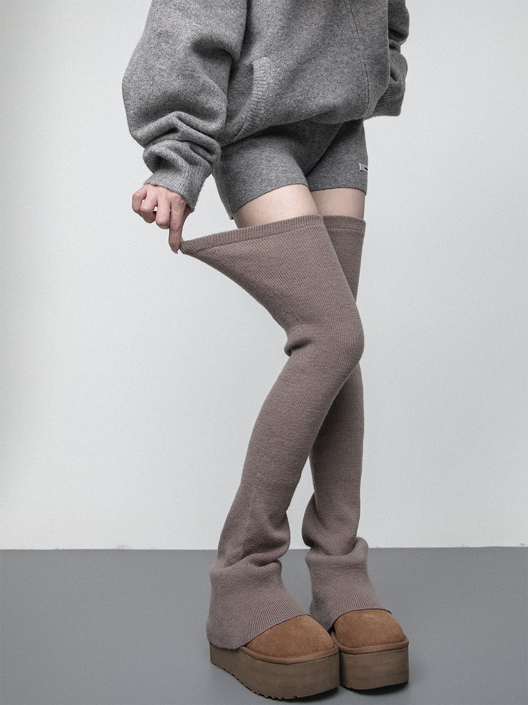 SS2L Cozy Stretch Knit Flared Thigh High Leg Warmers - view 18