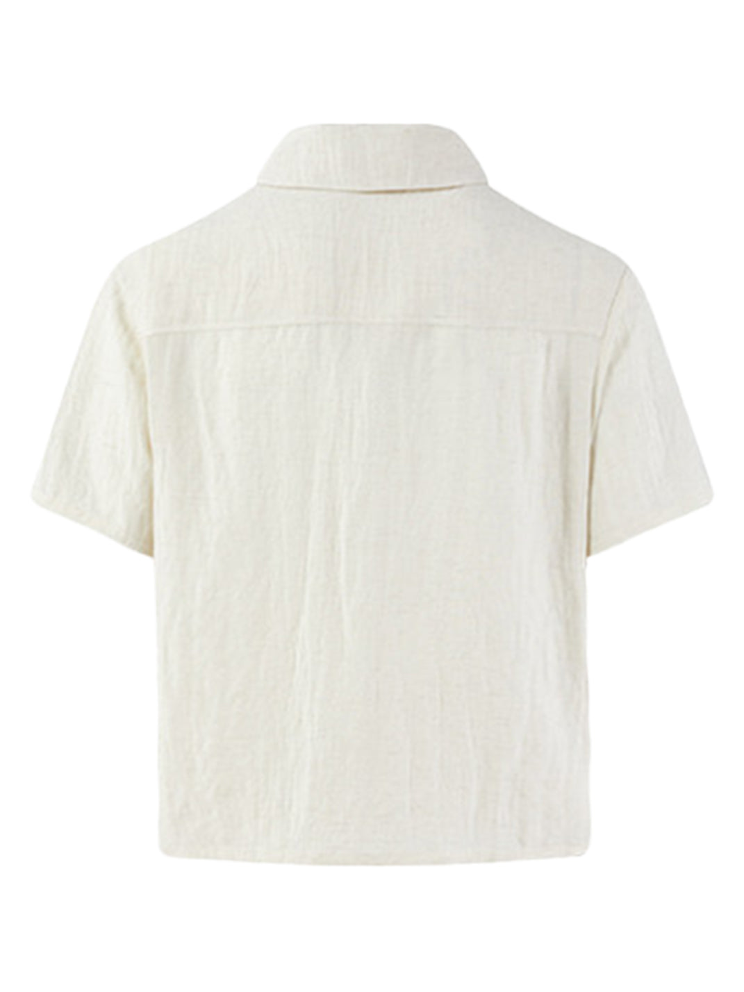 KREATE Asymmetric Placket Stand Collar Convertible Short Sleeve Shirt - view 19