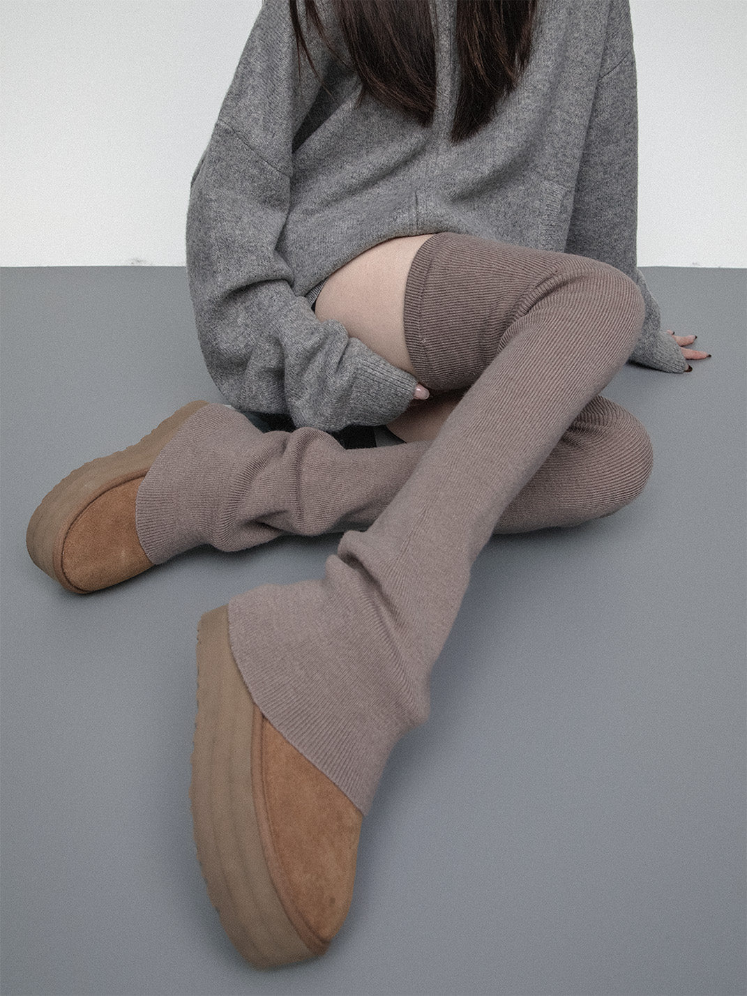 SS2L Cozy Stretch Knit Flared Thigh High Leg Warmers - view 19