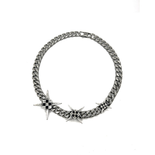 Unisex Vintage Cross Enamel Cuban Chain
