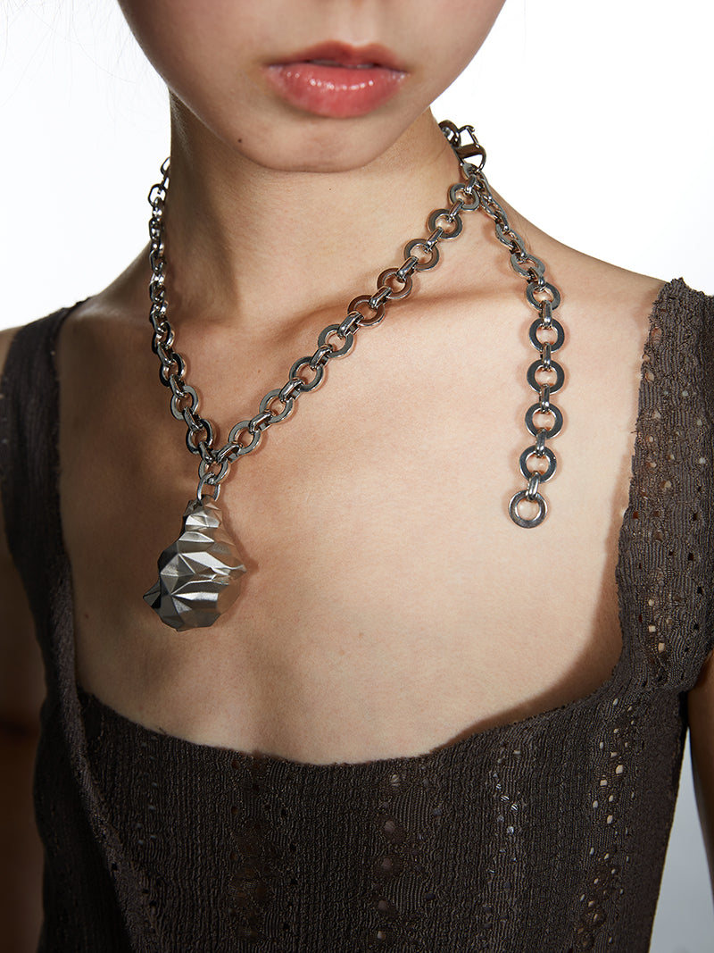 3D Faceted Heart Pendant Necklace