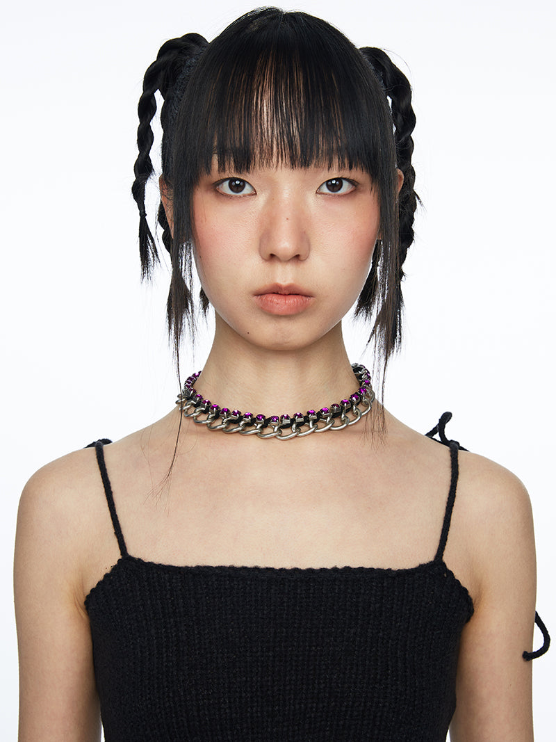 Purple Red Zircon Distressed Cuban Chain