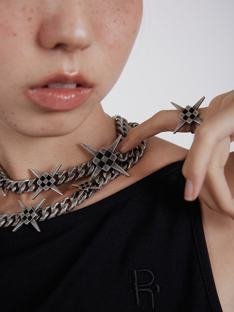 Unisex Vintage Cross Enamel Cuban Chain