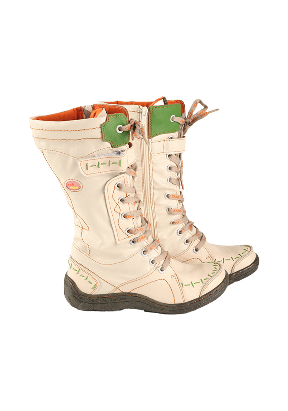 TMA EYES Washed PU Y2K Look Fleece-Lined Snow Boots - White