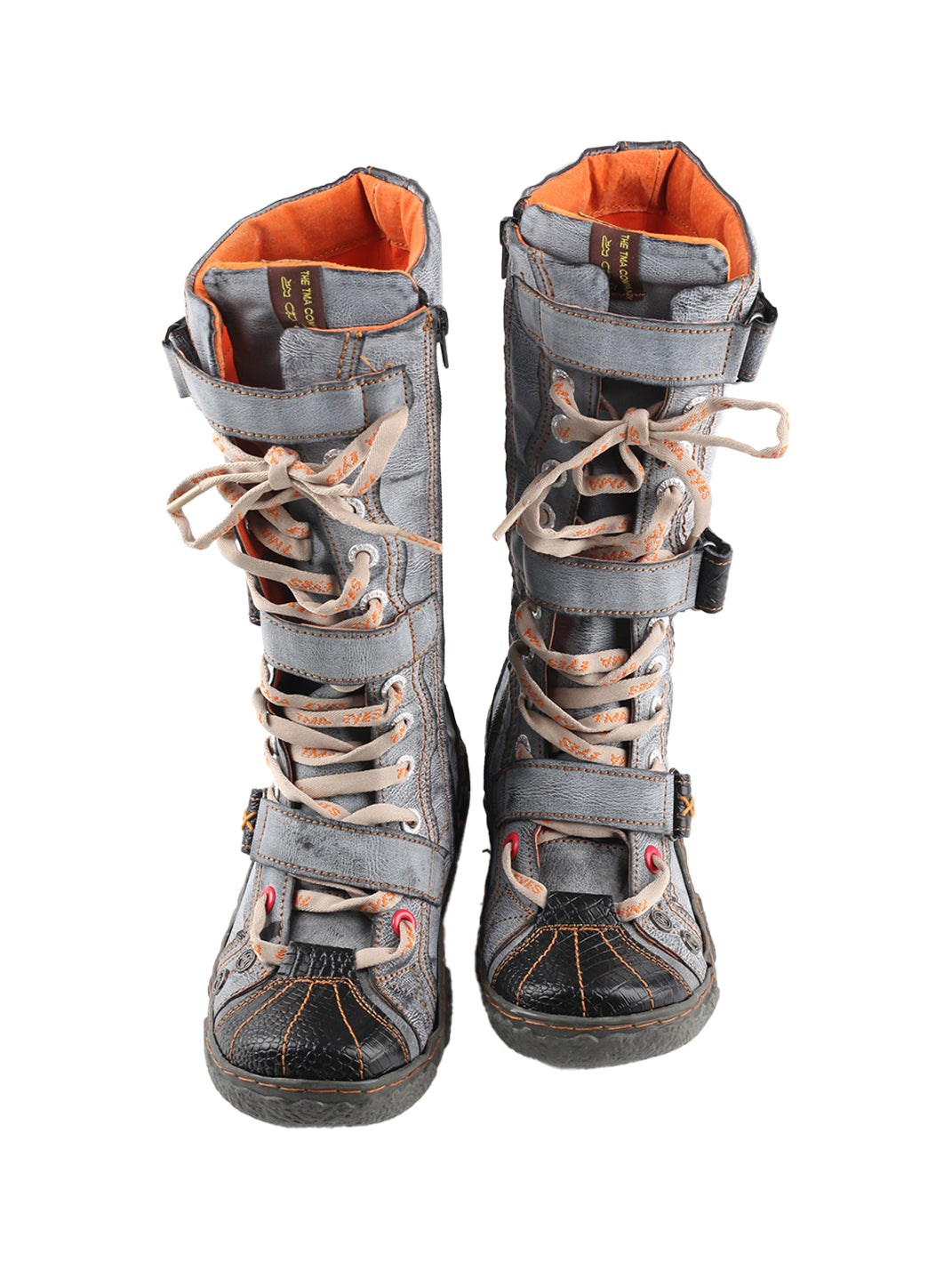 TMA EYES Y2K Washed PU Leather Lace-Up Boots - view 22