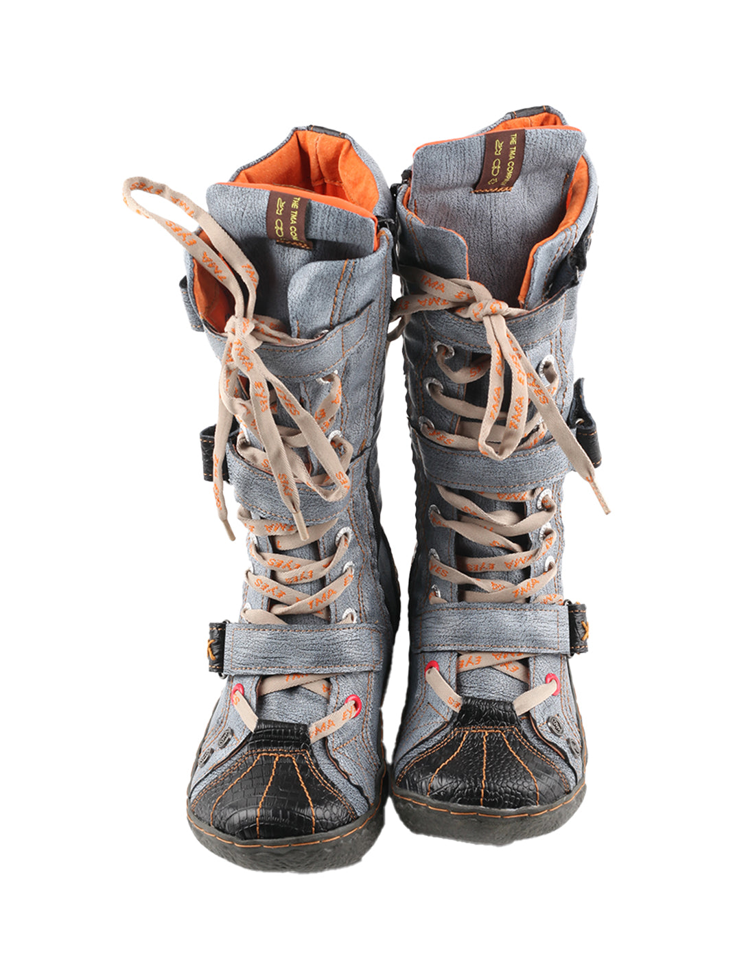 TMA EYES Y2K Washed PU Leather Lace-Up Boots - view 23