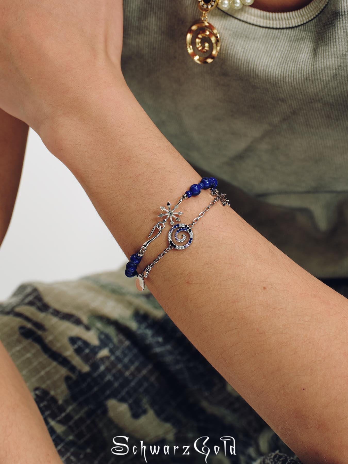 Chaos Star Lapis Lazuli Beaded Bracelet