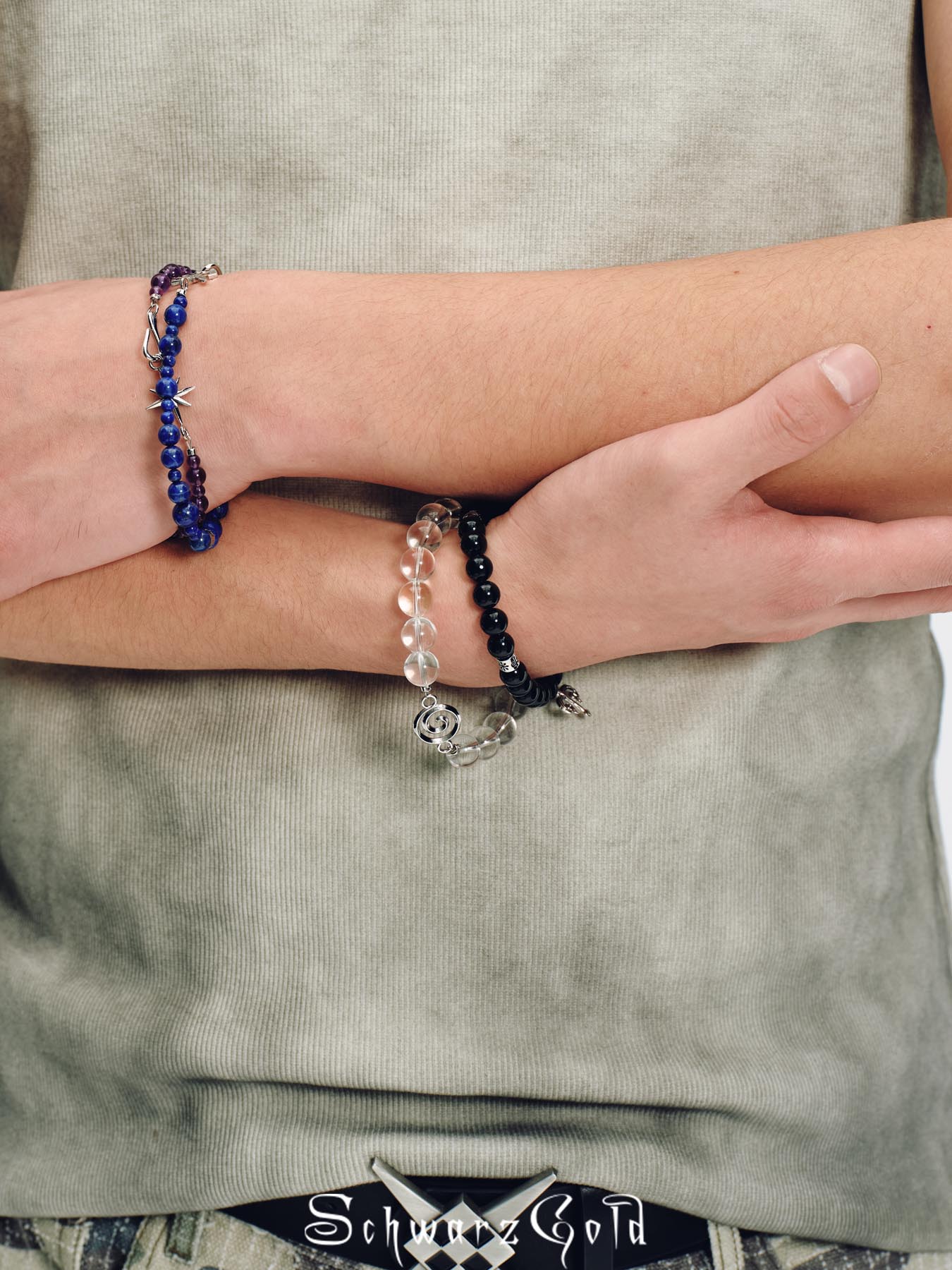 Spiral White Crystal Beaded Bracelet