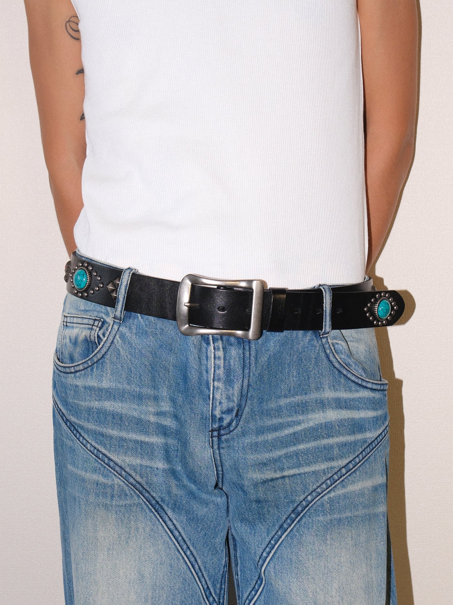 Tribal Studded Leather Belt