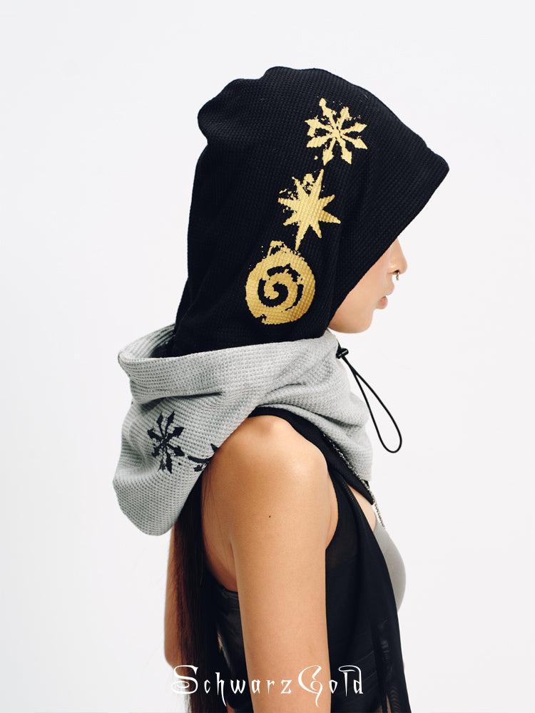 Lucky Symbol Print Contrast Balaclava