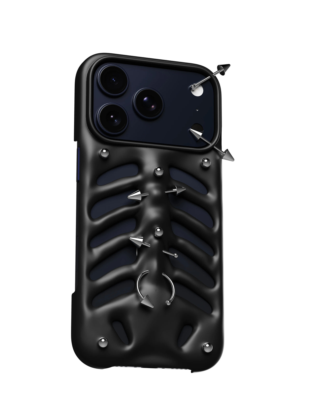 PINKDEVIL 3D Ribcage Piercing iPhone Case - obsidian black ribcage front