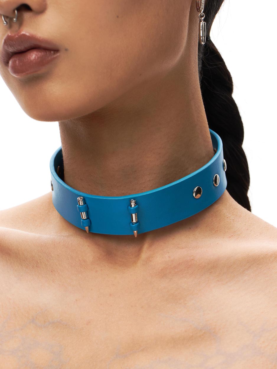 Punk Blue Bullet Choker